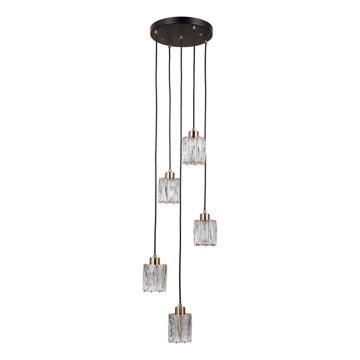 ITALUX - Pakabinama liustra TORNO 5xE14/40W/230V juoda/auksinė