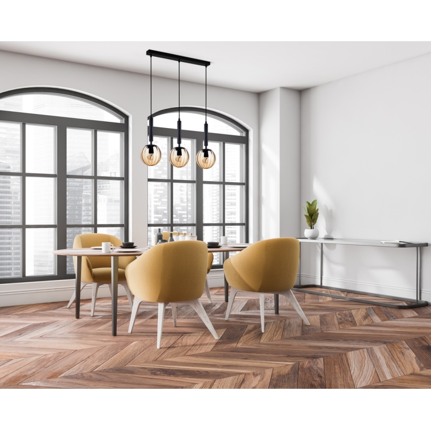 ITALUX - Pakabinamas sietynas RAVENA 3xE27/10W/230V juoda