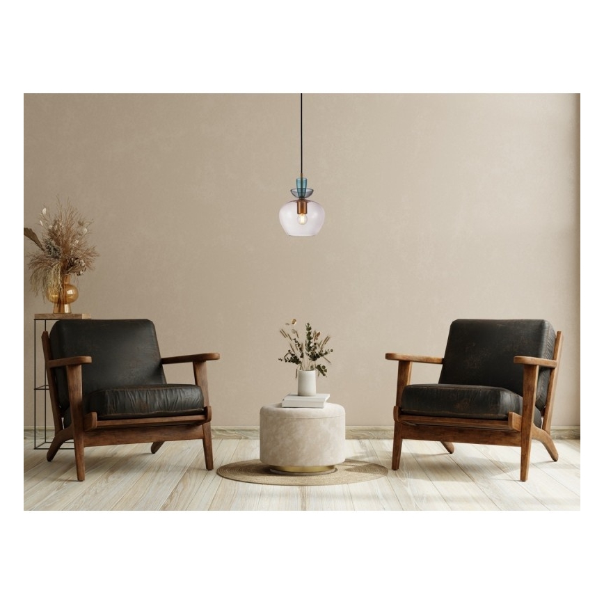 ITALUX - Pakabinamas šviestuvas su laidu FANDA 1xE27/40W/230V auksinė/dūminė pilka