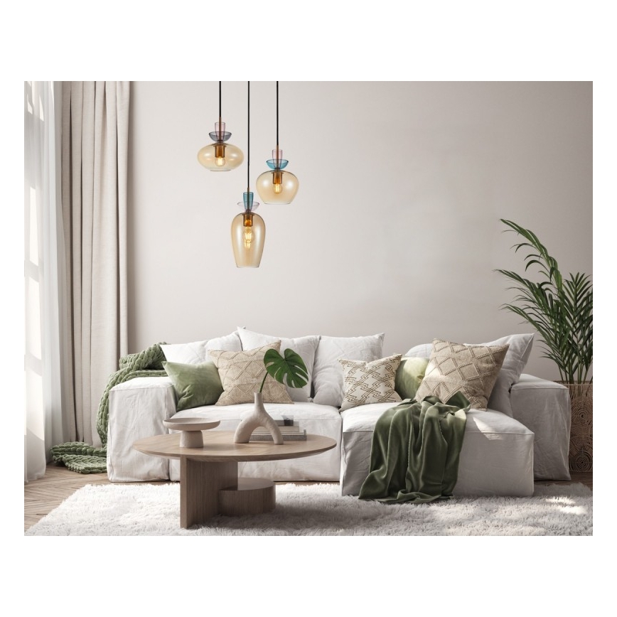 ITALUX - Liustra ant laido FANDA 3xE27/40W/230V auksinė/dūminė smėlinė