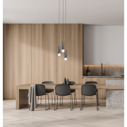 ITALUX - Pakabinama liustra ant laido MACERA 3xE27/40W/230V juoda