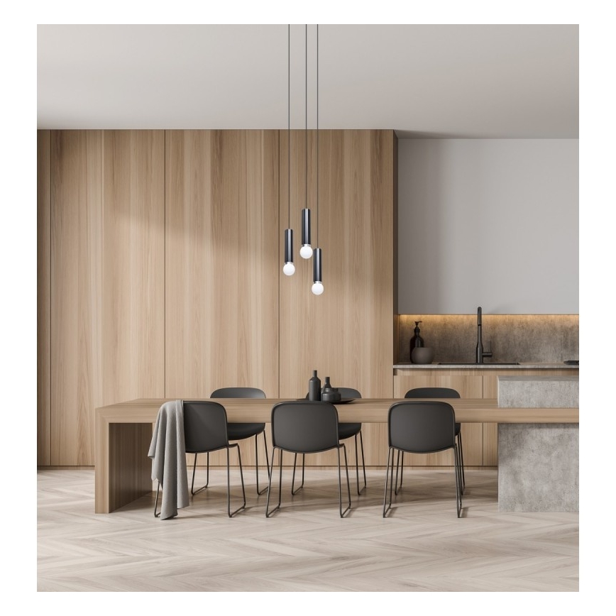 ITALUX - Pakabinama liustra ant laido MACERA 3xE27/40W/230V juoda