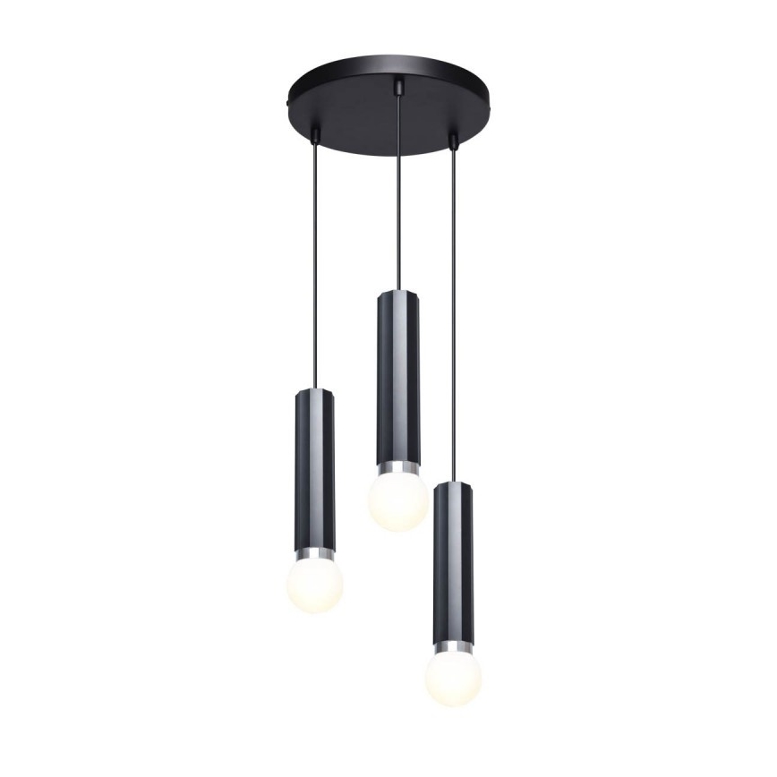 ITALUX - Pakabinama liustra ant laido MACERA 3xE27/40W/230V juoda
