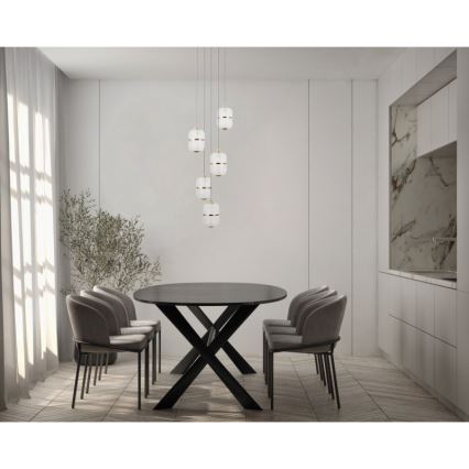 ITALUX - LED liustra ant laido ALANI 5xLED/5,6W/230V 3000K juoda/auksinė