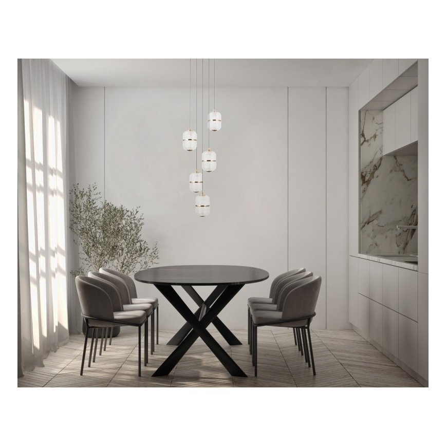 ITALUX - LED liustra ant laido ALANI 5xLED/5,6W/230V 3000K juoda/auksinė