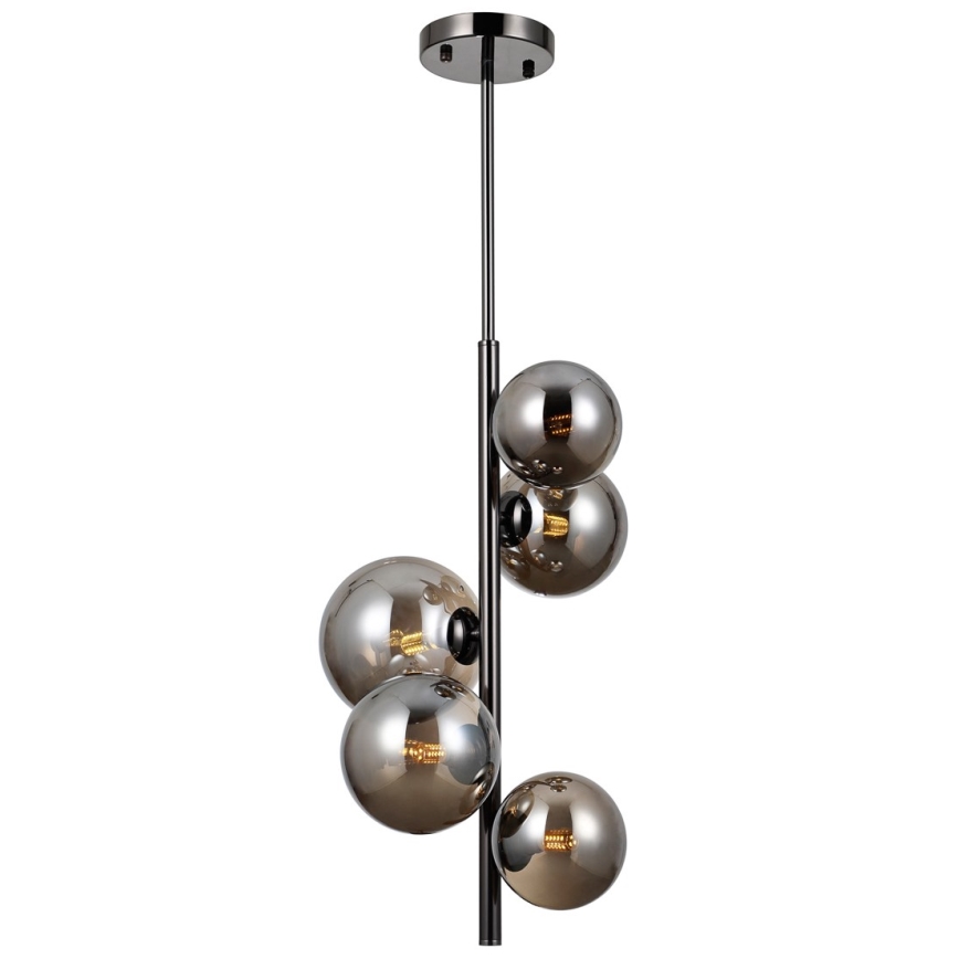 ITALUX - Sietynas ant stulpo CANELLO 5xG9/5W/230V juoda