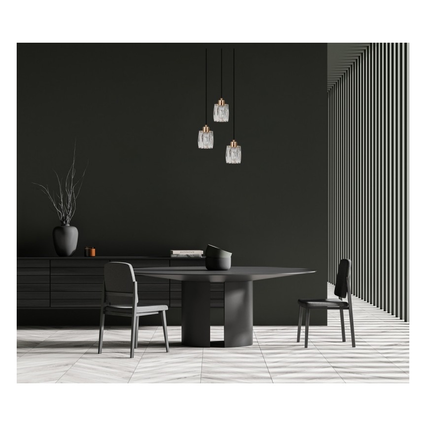 ITALUX - Pakabinama liustra ant laido TORNO 3xE14/40W/230V juoda/auksinė