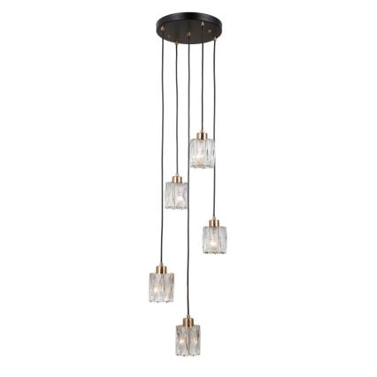 ITALUX - Pakabinama liustra TORNO 5xE14/40W/230V juoda/auksinė