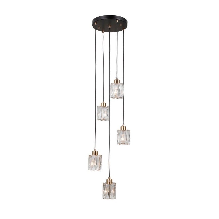 ITALUX - Pakabinama liustra TORNO 5xE14/40W/230V juoda/auksinė
