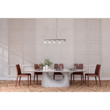 ITALUX - Pakabinama liustra ant laido SIMONA 5xE14/40W/230V juoda/auksinė