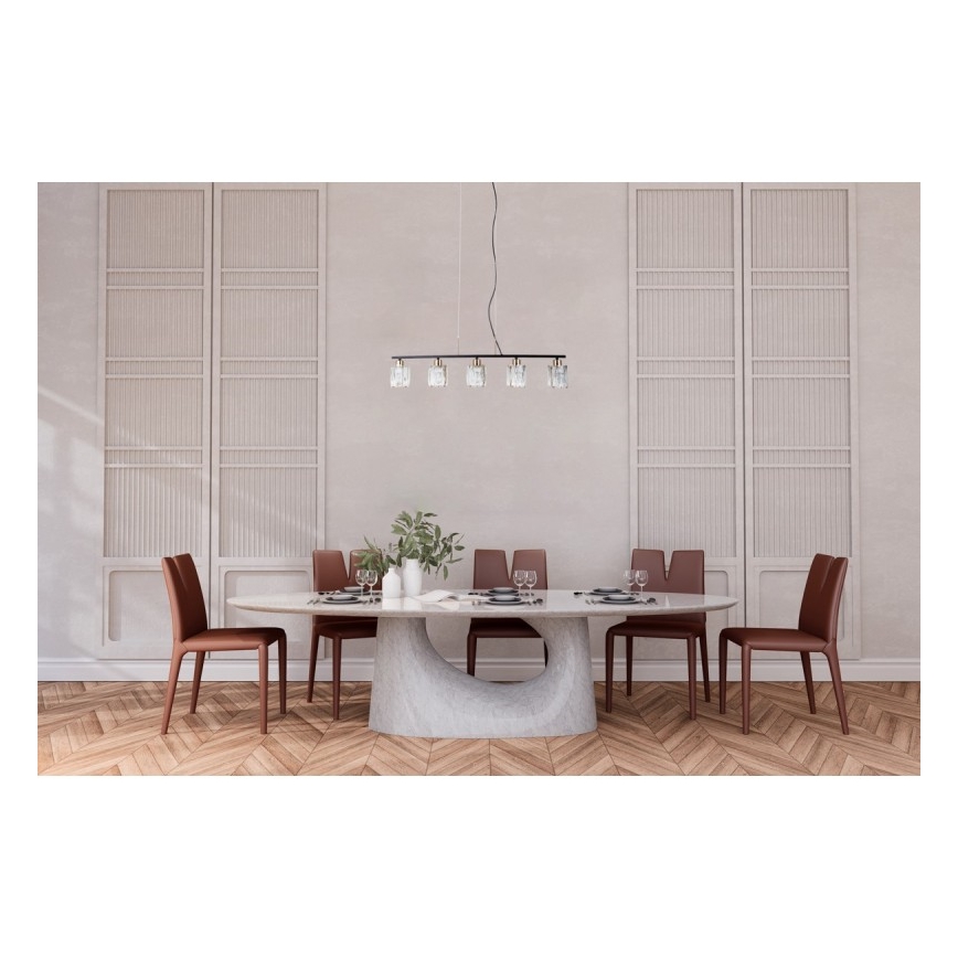 ITALUX - Pakabinama liustra ant laido SIMONA 5xE14/40W/230V juoda/auksinė