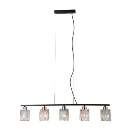 ITALUX - Pakabinama liustra ant laido SIMONA 5xE14/40W/230V juoda/auksinė