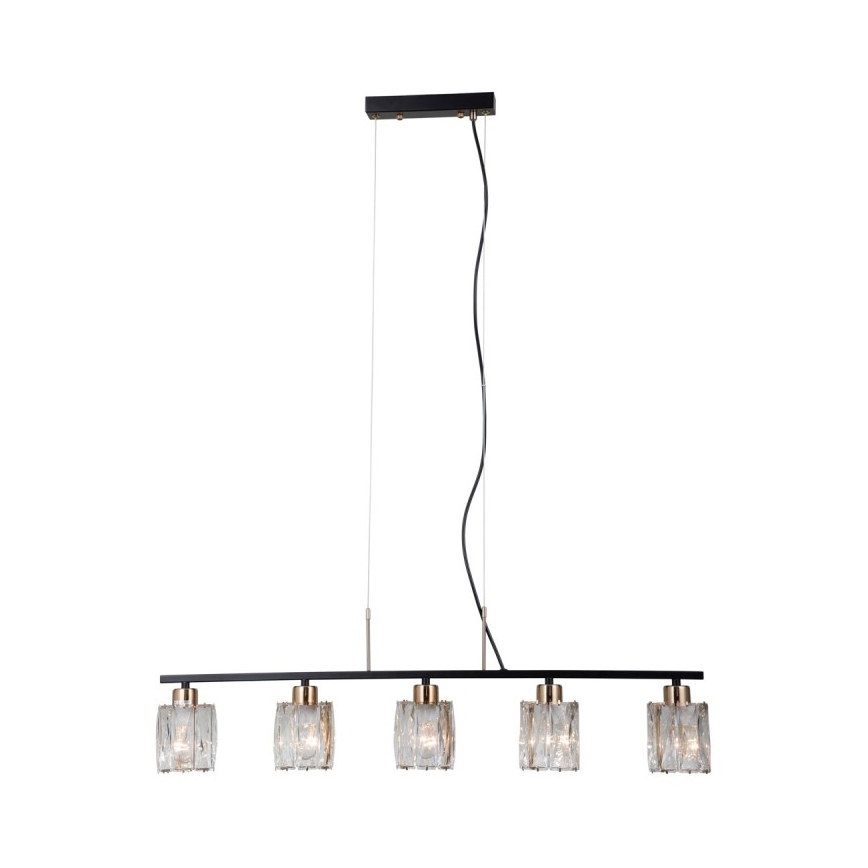 ITALUX - Pakabinama liustra ant laido SIMONA 5xE14/40W/230V juoda/auksinė
