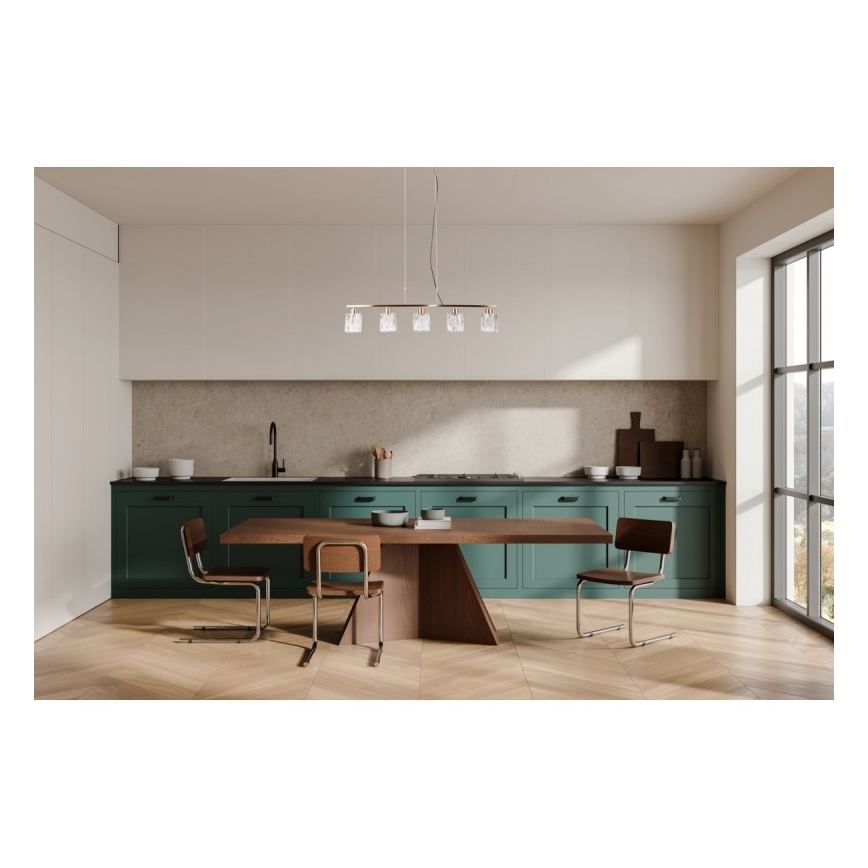 ITALUX - Pakabinamas šviestuvas ant laido SIMONA 5xE14/40W/230V auksinis