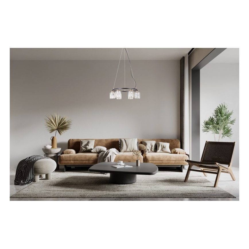 ITALUX - Pakabinamas šviestuvas SIMONA ant laido 6xE14/40W/230V juodas/auksinis