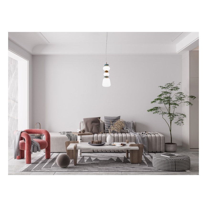 ITALUX - LED liustra ant laido EVANS LED/15W/230V 3000K auksinė/mėlyna