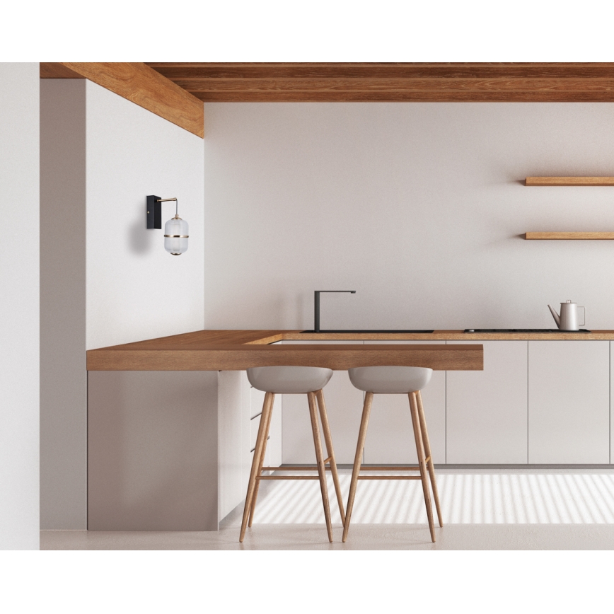 ITALUX - LED sieninis šviestuvas ALANI LED/6W/230V 3000K juodas/auksinis