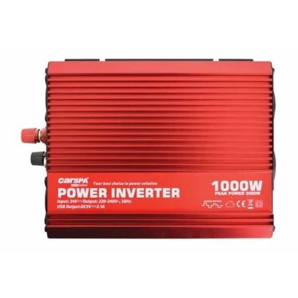 Įtampos keitiklis CARSPA 1000W/24/230V + USB