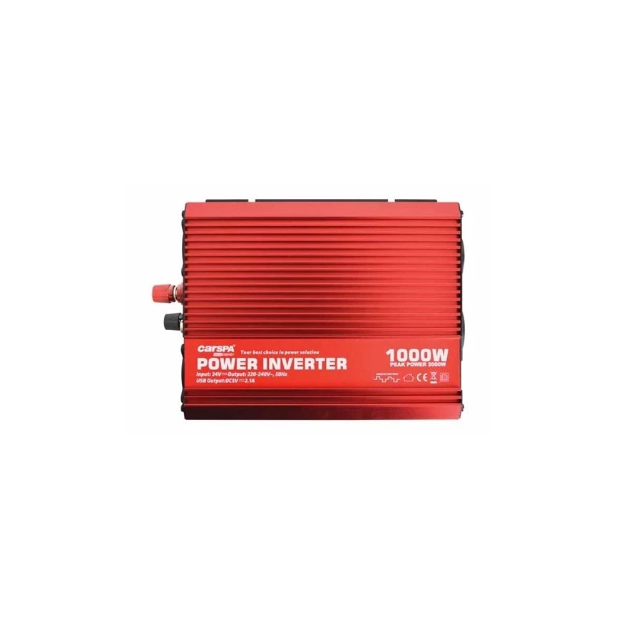 Įtampos keitiklis CARSPA 1000W/24/230V + USB