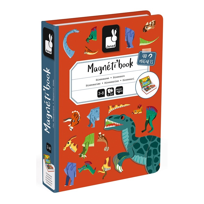 Janod - Magnetinis interaktyvus rinkinys MAGNETIBOOK dinozaurai