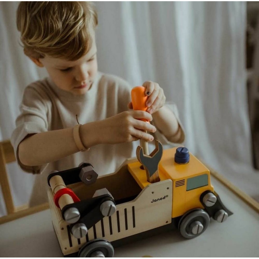 Janod - Medinis statybinis komplektas BRICOKIDS sunkvežimis
