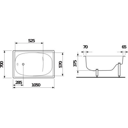 JIKA H2340000000001 - Sėdima vonia RIGA 105x70 plieninė/balta