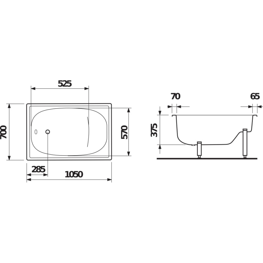 JIKA H2340000000001 - Sėdima vonia RIGA 105x70 plieninė/balta