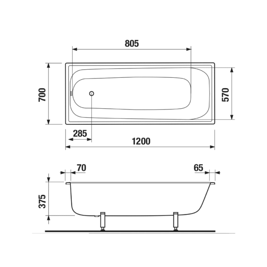 JIKA H2340200000001 - Vonia RIGA 120x70 plieninė/balta