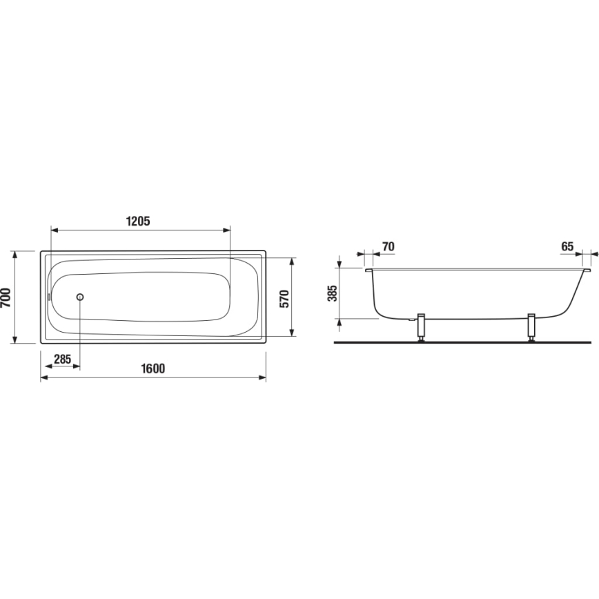 JIKA H2340600000001 - Vonia RIGA 160x70 plieninė/balta