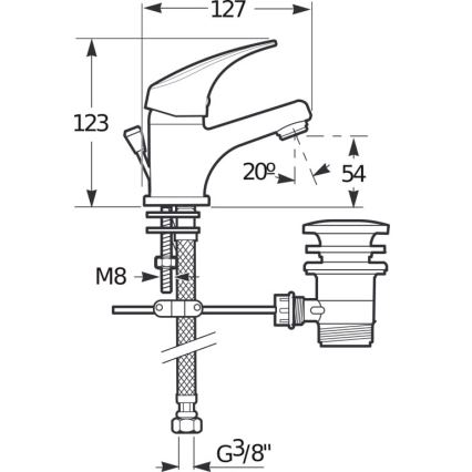 JIKA H3111N10041111 - Praustuvo čiaupas + kriauklės nuotekų sistema su pertekliumi TALAS 12,3 cm blizgus chromas
