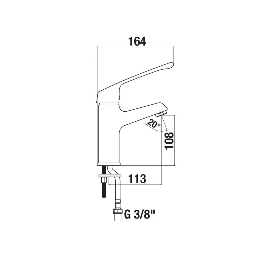 JIKA H3111W10045101 - Maišytuvas praustuvui su medicinine svirtimi CUBE 16,4 cm blizgus chromas