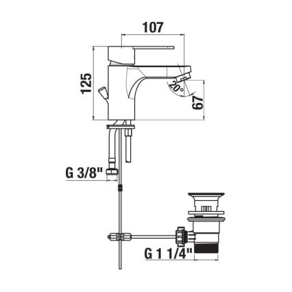 JIKA H3111Z10041111 - Praustuvo čiaupas + kriauklės nuotekų sistema su pertekliumi LYRA 12,5 cm blizgus chromas
