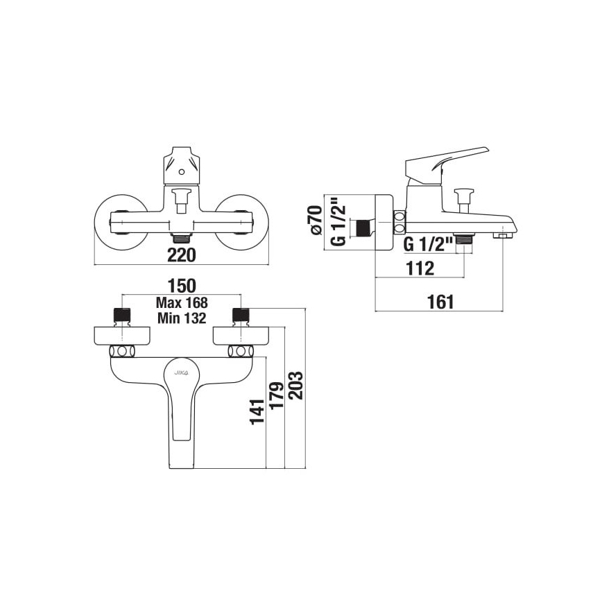 JIKA H3211W70044001 - Vonios maišytuvas CUBE blizgus chromas