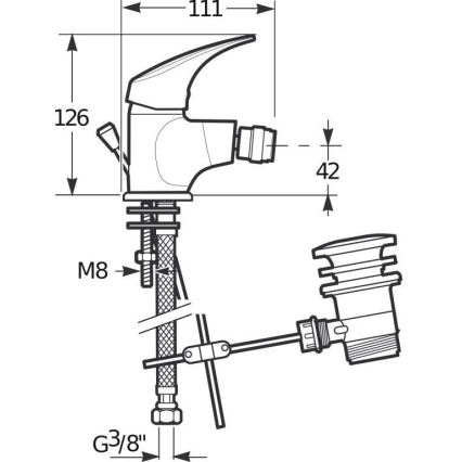 JIKA H3411N10041111 - Bidė čiaupas + nuotekos be perpildymo TALAS 12,6 cm blizgus chromas