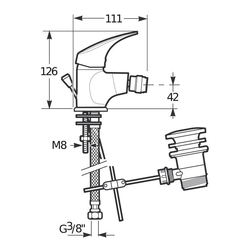 JIKA H3411N10041111 - Bidė čiaupas + nuotekos be perpildymo TALAS 12,6 cm blizgus chromas