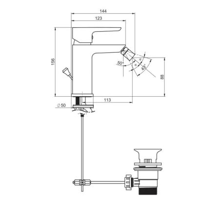 JIKA H3412H10041101 - Bidetinė maišytuvas PONTA 15,6 cm blizgus chromas