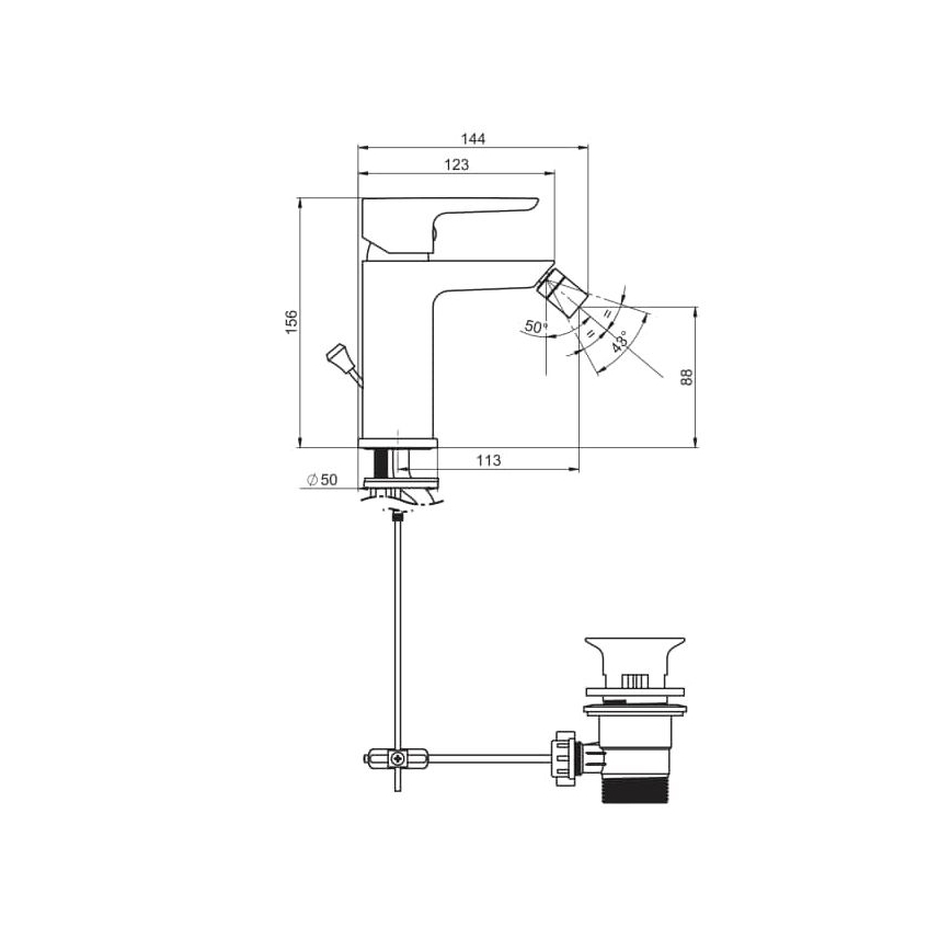 JIKA H3412H10041101 - Bidetinė maišytuvas PONTA 15,6 cm blizgus chromas