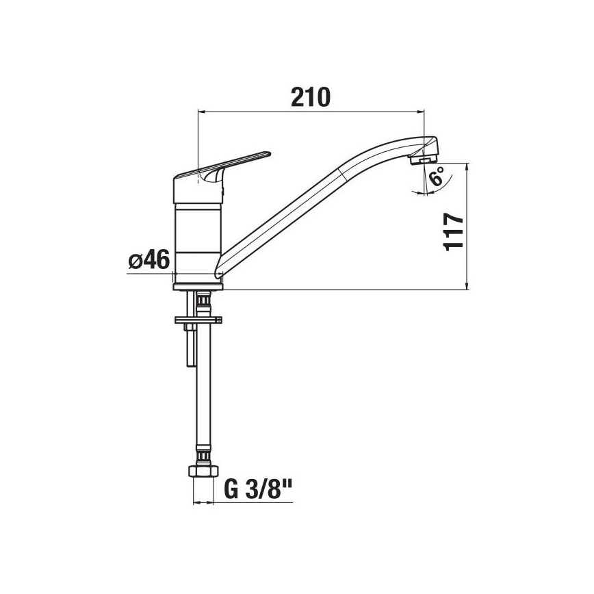 JIKA H3512E10042301 - Maišytuvas praustuvui LYRA 21 cm blizgus chromas