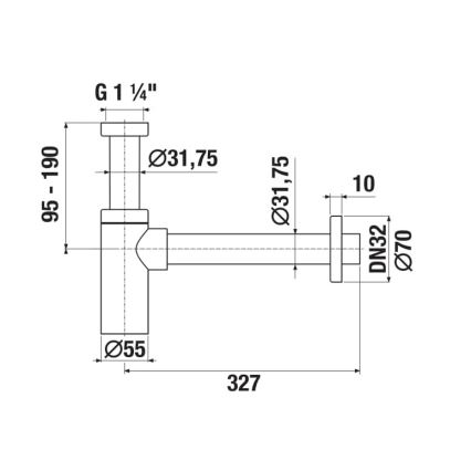 JIKA H3741R00040001 - Apvalus praustuvo sifonas RIO, blizgus chromas