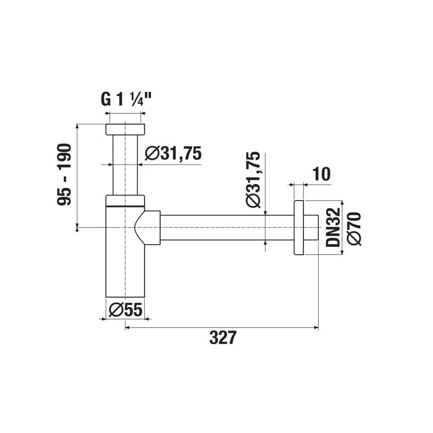 JIKA H3741R00040001 - Apvalus praustuvo sifonas RIO, blizgus chromas