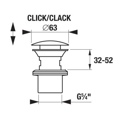 JIKA H3917100040001 - praustuvo CLICK-CLACK išleidimo vožtuvas, skersmuo 6,3 cm, blizgus chromas