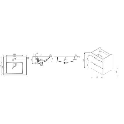JIKA H4536111763001 - Vonios spintelė su praustuvu CUBE 60,7x55 cm balta