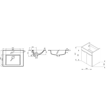 JIKA H4536121765141 - Vonios spintelė su praustuvu CUBE 60,7x55 cm uosis