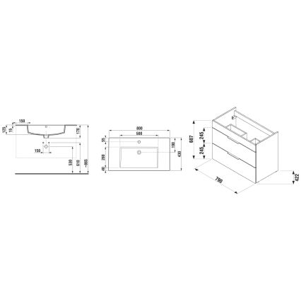 JIKA H4537621763001 - Vonios spintelė su praustuvu CUBE 80 cm balta