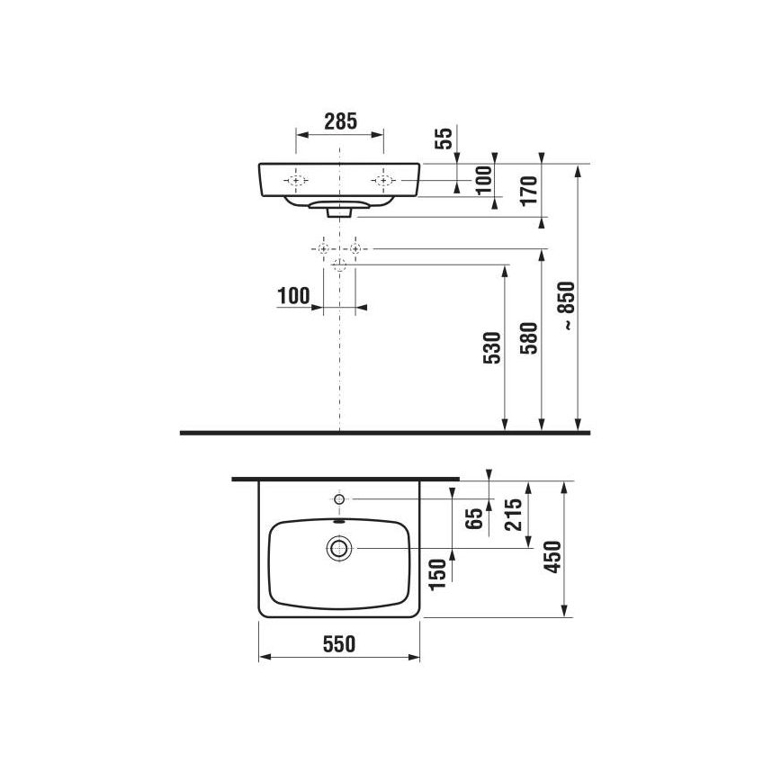 JIKA H8103810001041 - Pakabinamas praustuvas LYRA 55x45 cm keramika/balta