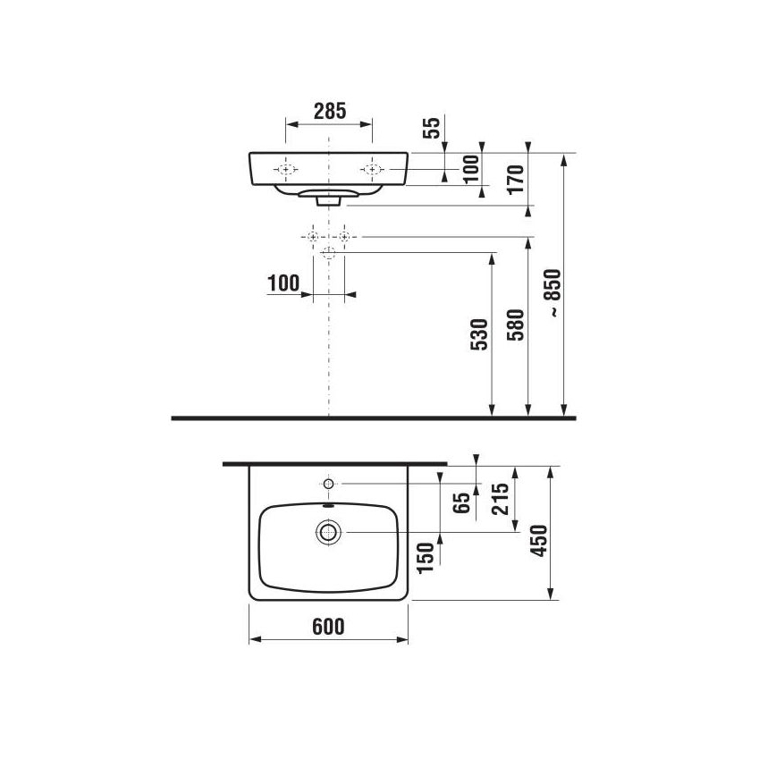 JIKA H8103820001041 - Pakabinamas praustuvas LYRA 60x45 cm keramika/balta