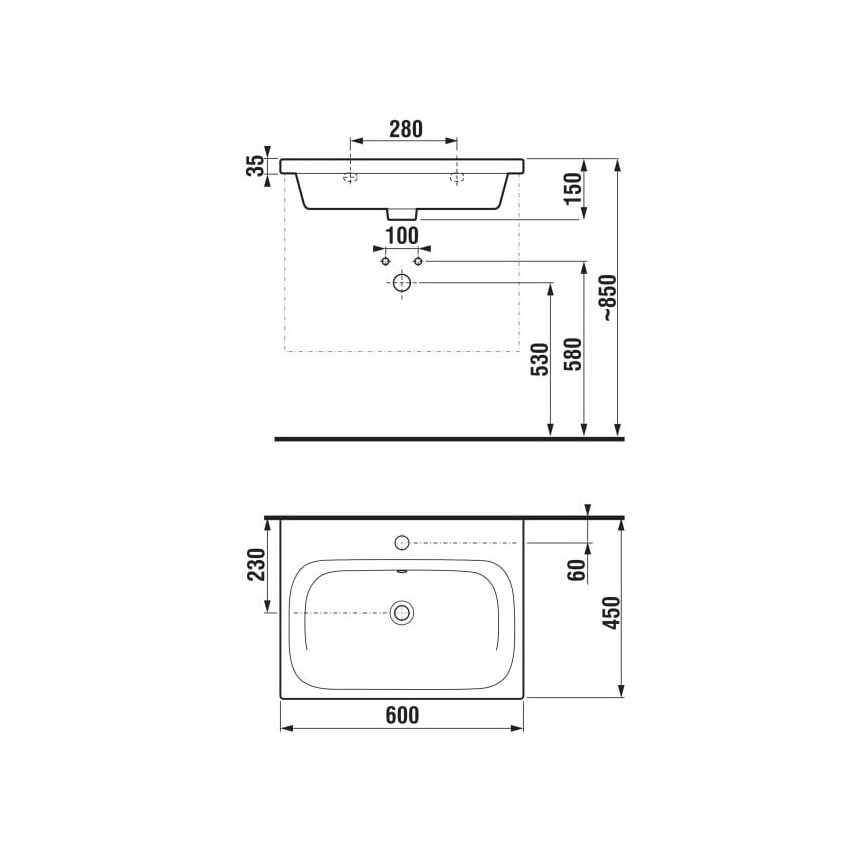 JIKA H8127130001041 - Pakabinamas praustuvas MIO 60x45 cm keramika/balta