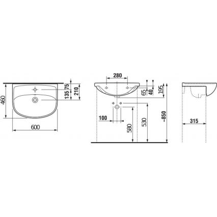 JIKA H8133830001041 - įleidžiamas praustuvas LYRA 60x46 cm keramika/balta