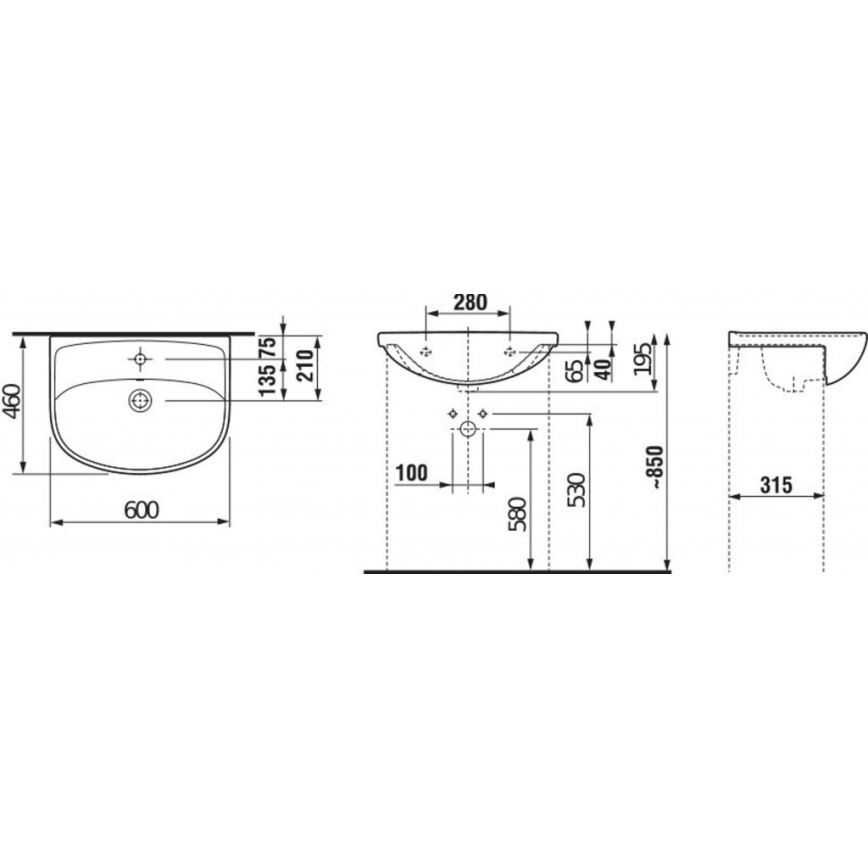 JIKA H8133830001041 - įleidžiamas praustuvas LYRA 60x46 cm keramika/balta