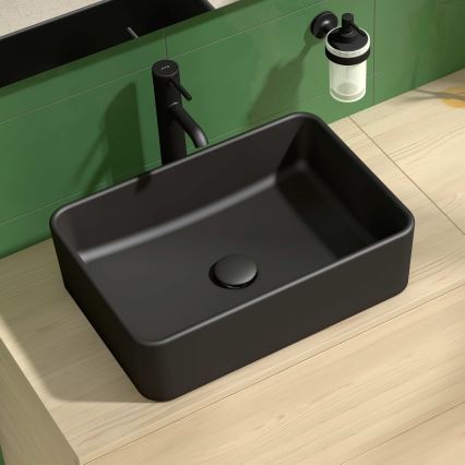 JIKA H8184237161121 - Ant stalviršio montuojama praustuvas CUBITO 50x35 cm keramika/matinė juoda